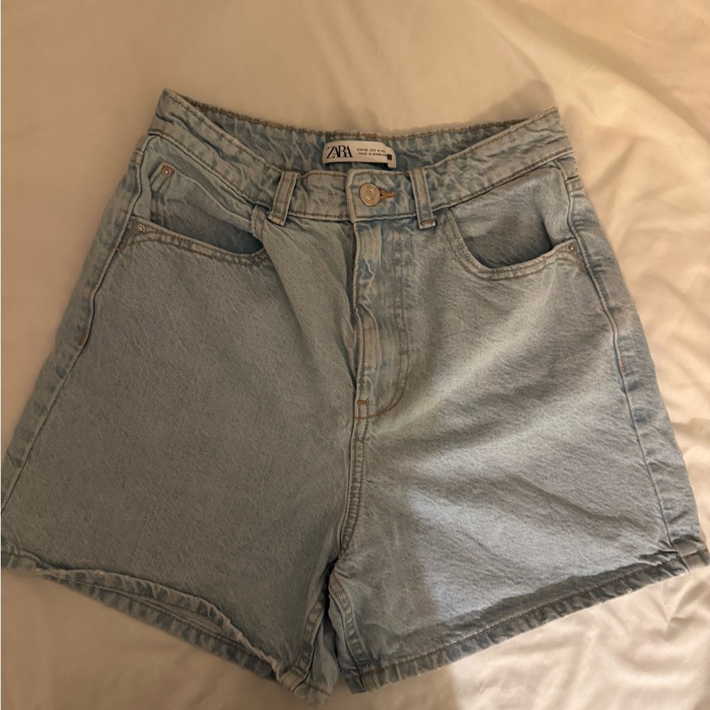 Zara Sky Blue Jean Shorts for Women